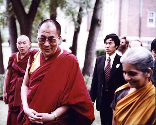 Theosophy HR 2 Radha walking with HHDL - July 1981